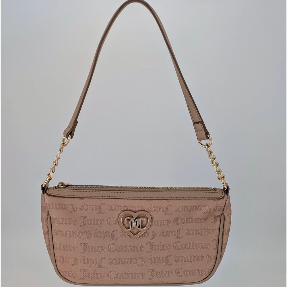 Juicy Couture Purse Pink Monogram Heart Bling Shoulder Bag Y2K Style Blush